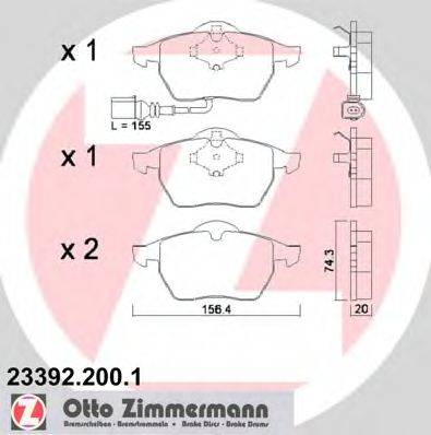 Комплект гальмівних колодок, дискове гальмо ZIMMERMANN 23392.200.1