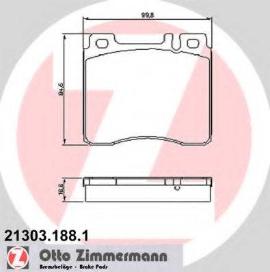 Комплект гальмівних колодок, дискове гальмо ZIMMERMANN 21303.188.1