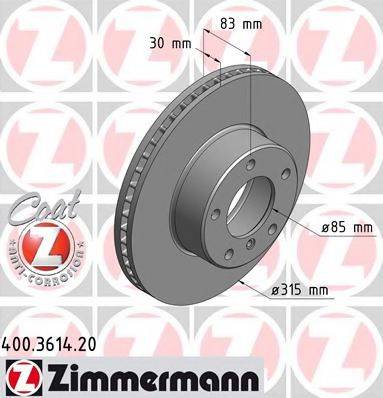 гальмівний диск ZIMMERMANN 400.3614.20