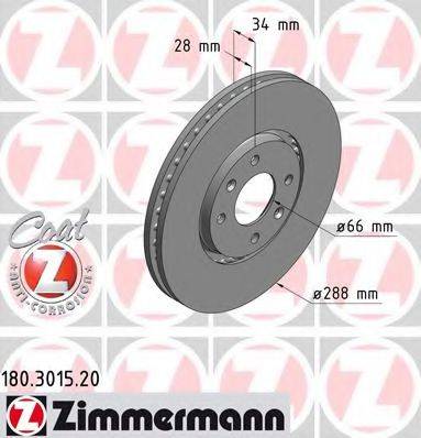 гальмівний диск ZIMMERMANN 180.3015.20