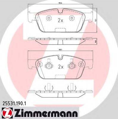 Комплект гальмівних колодок, дискове гальмо ZIMMERMANN 25531.190.1