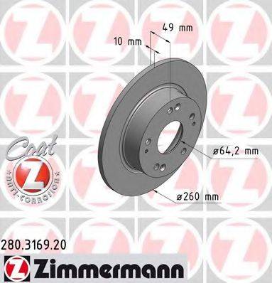 гальмівний диск ZIMMERMANN 280.3169.20