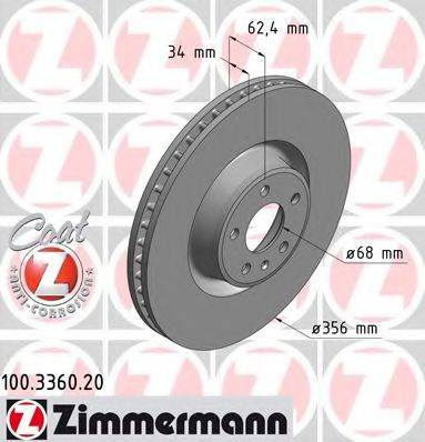 гальмівний диск ZIMMERMANN 100.3360.20