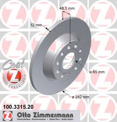 гальмівний диск ZIMMERMANN 100.3315.20