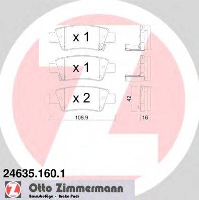 Комплект гальмівних колодок, дискове гальмо ZIMMERMANN 24635.160.1