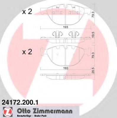 Комплект гальмівних колодок, дискове гальмо ZIMMERMANN 24172.200.1