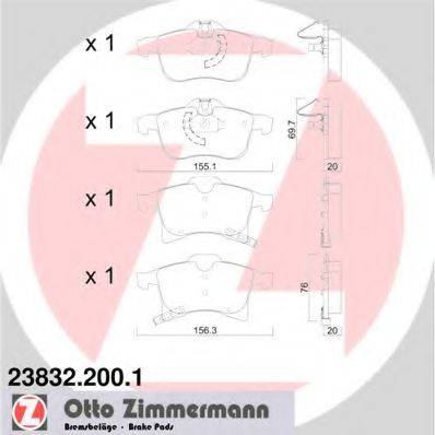 Комплект гальмівних колодок, дискове гальмо ZIMMERMANN 23832.200.1