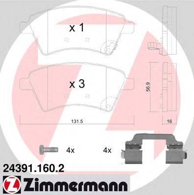 Комплект гальмівних колодок, дискове гальмо ZIMMERMANN 24391.160.2