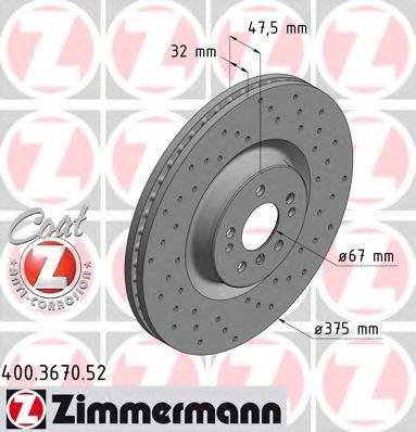 гальмівний диск ZIMMERMANN 400.3670.52