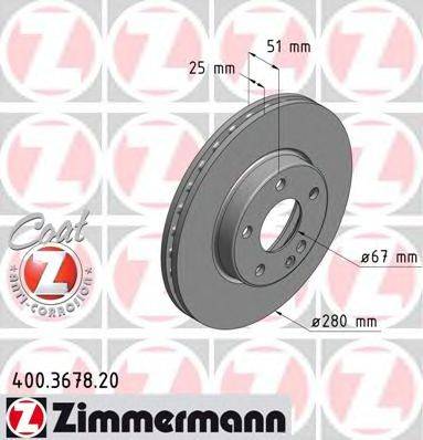 гальмівний диск ZIMMERMANN 400.3678.20