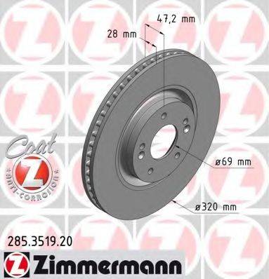 гальмівний диск ZIMMERMANN 285.3519.20