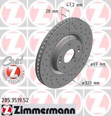 гальмівний диск ZIMMERMANN 285.3519.52