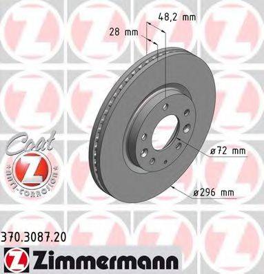 гальмівний диск ZIMMERMANN 370.3087.20