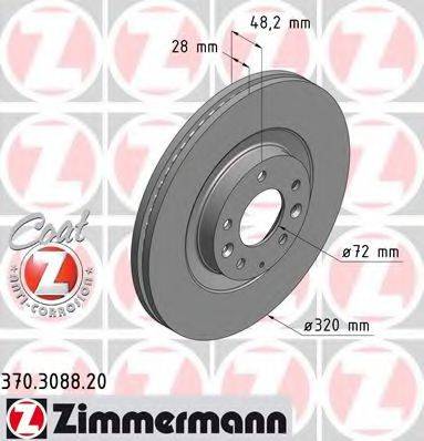 гальмівний диск ZIMMERMANN 370.3088.20