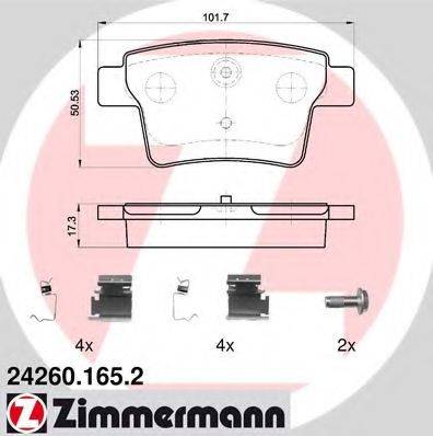 Комплект гальмівних колодок, дискове гальмо ZIMMERMANN 24260.165.2