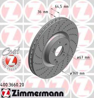 гальмівний диск ZIMMERMANN 400.3660.20