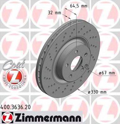 гальмівний диск ZIMMERMANN 400.3636.20